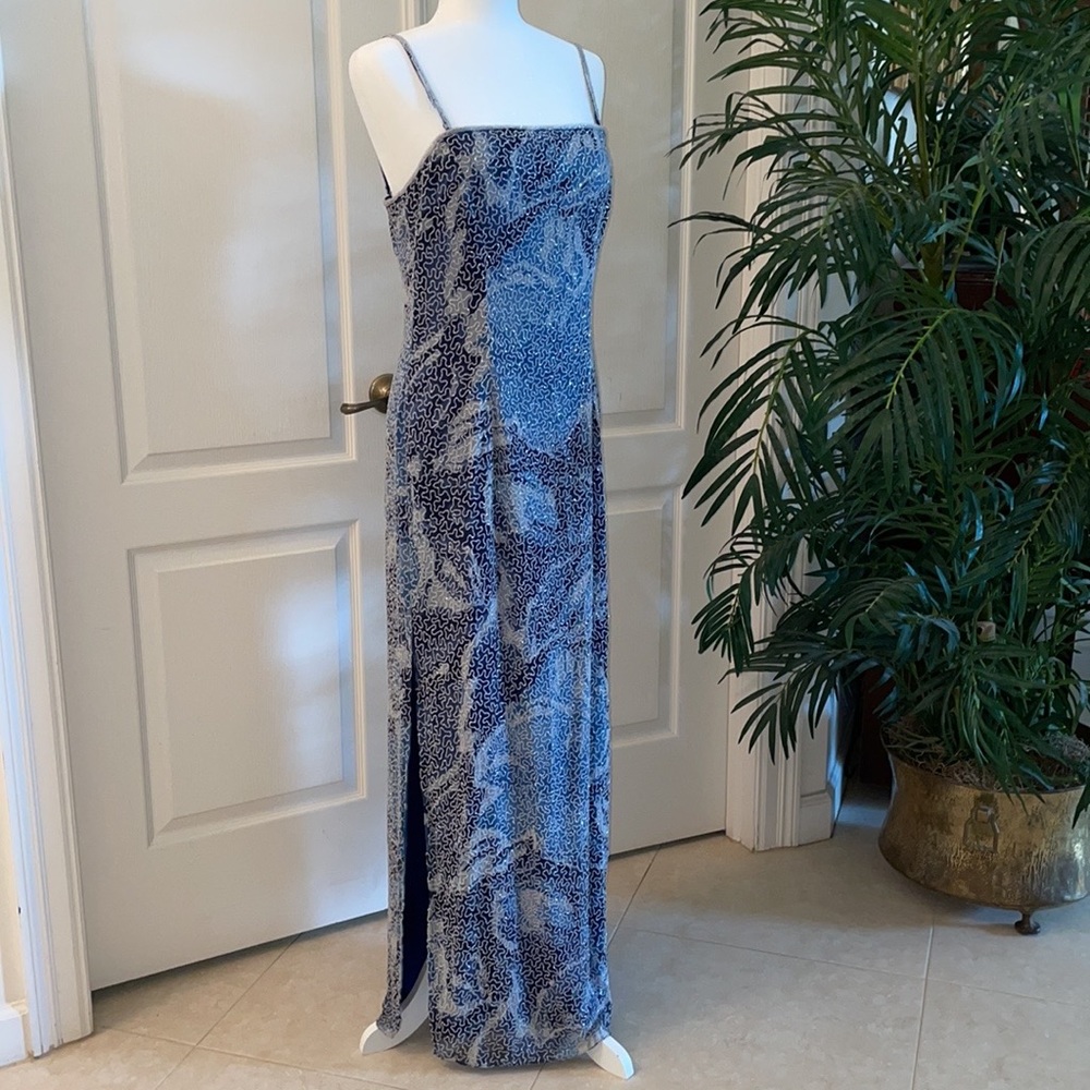 Gorgeous Blue Beaded Formal Evening Gown by Mia Bella. Size M. Never worn, New! - Picture 2 of 13